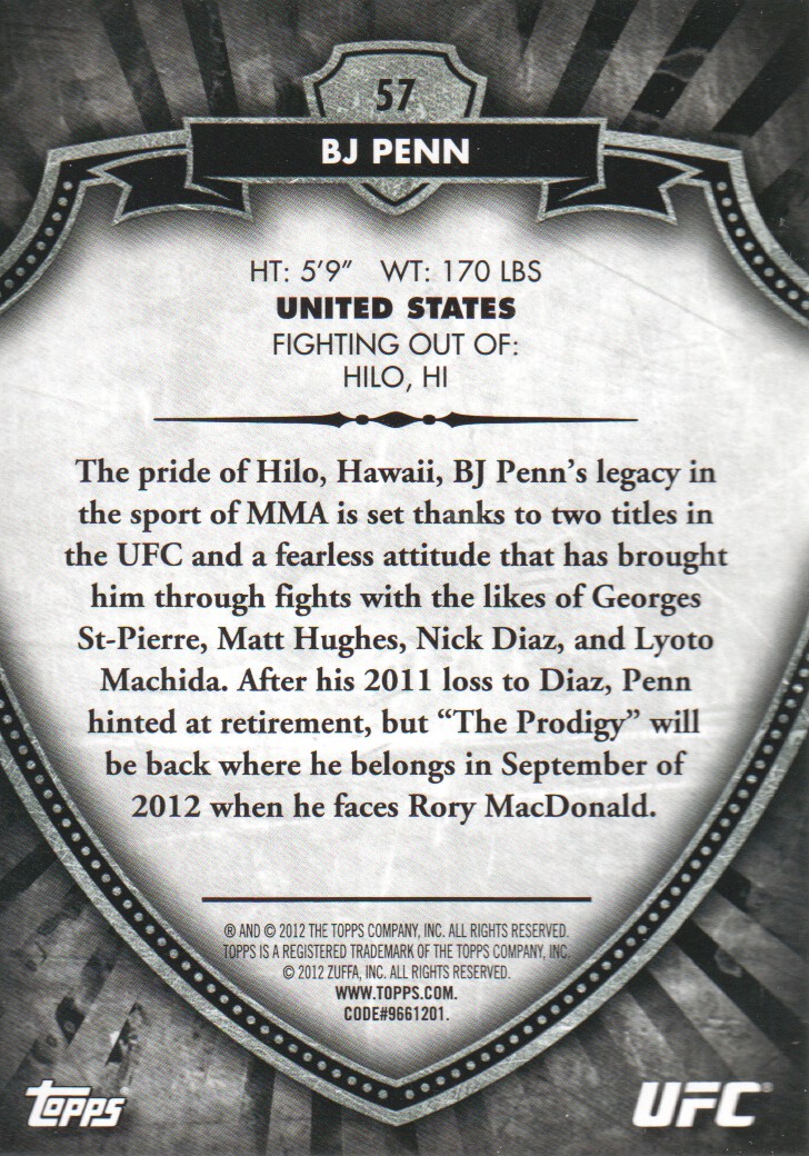 B6579- 2012 Topps UFC Bloodlines MMA Card #s 1-150 -You Pick- 15+ FREE US SHIP - Picture 75 of 195