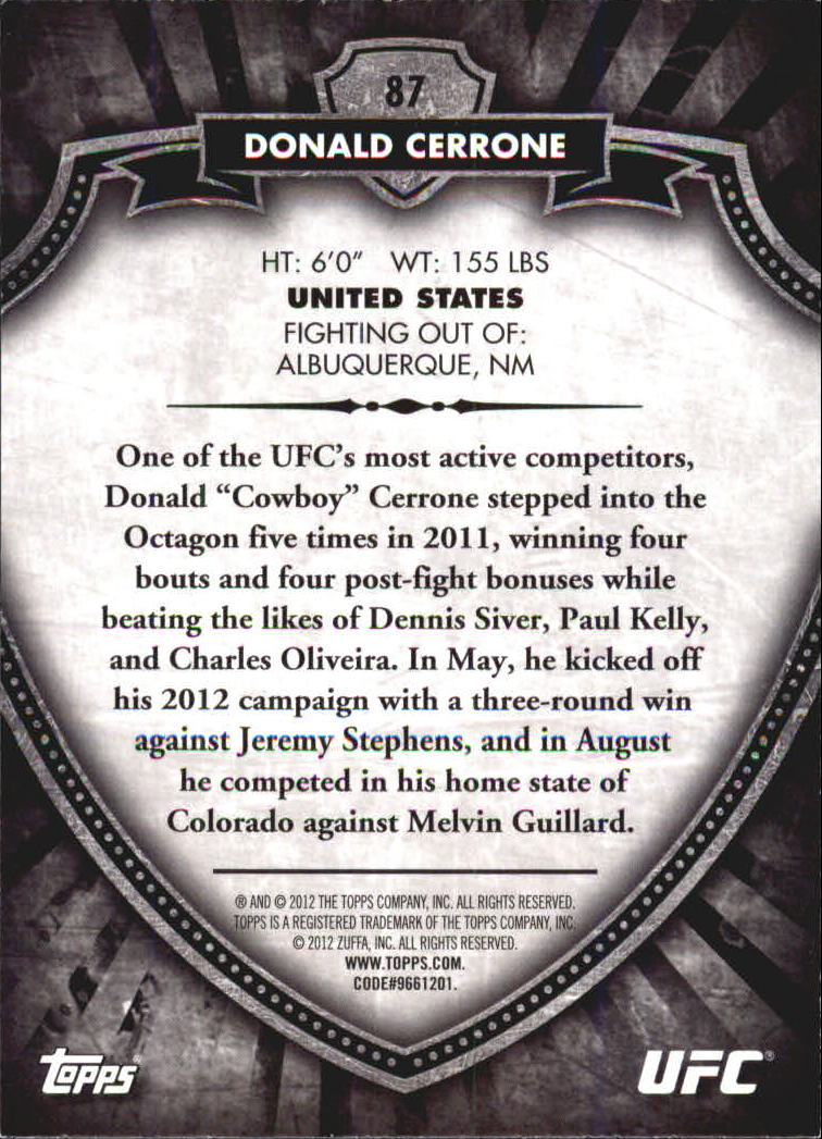 B6579- 2012 Topps UFC Bloodlines MMA Card #s 1-150 -You Pick- 15+ FREE US SHIP - Picture 109 of 195