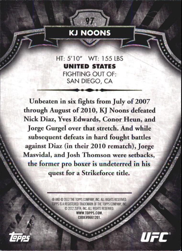 B6579- 2012 Topps UFC Bloodlines MMA Card #s 1-150 -You Pick- 15+ FREE US SHIP - Picture 123 of 195