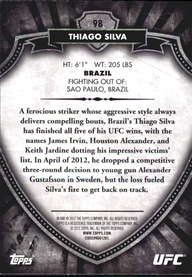 B6579- 2012 Topps UFC Bloodlines MMA Card #s 1-150 -You Pick- 15+ FREE US SHIP - Picture 125 of 195