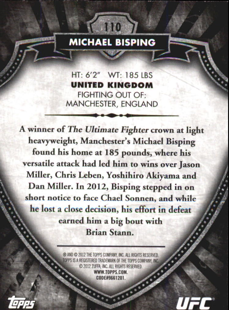 B6579- 2012 Topps UFC Bloodlines MMA Card #s 1-150 -You Pick- 15+ FREE US SHIP - Picture 139 of 195