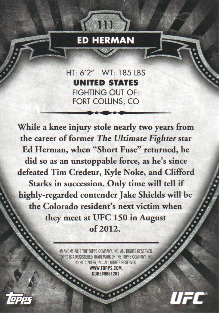 B6579- 2012 Topps UFC Bloodlines MMA Card #s 1-150 -You Pick- 15+ FREE US SHIP - Picture 141 of 195