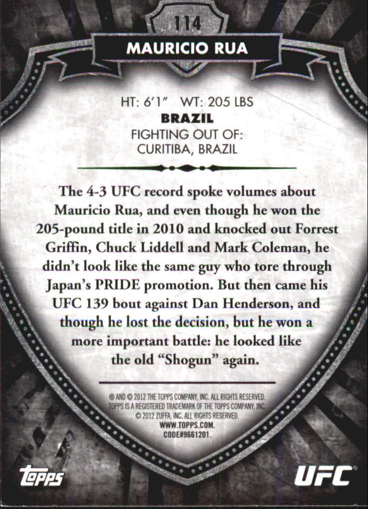 B6579- 2012 Topps UFC Bloodlines MMA Card #s 1-150 -You Pick- 15+ FREE US SHIP - Picture 147 of 195