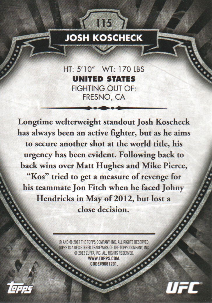 B6579- 2012 Topps UFC Bloodlines MMA Card #s 1-150 -You Pick- 15+ FREE US SHIP - Picture 149 of 195