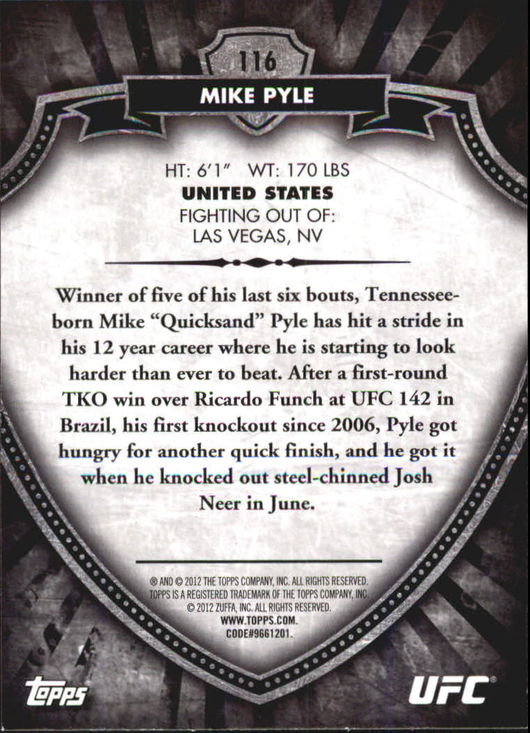B6579- 2012 Topps UFC Bloodlines MMA Card #s 1-150 -You Pick- 15+ FREE US SHIP - Picture 151 of 195