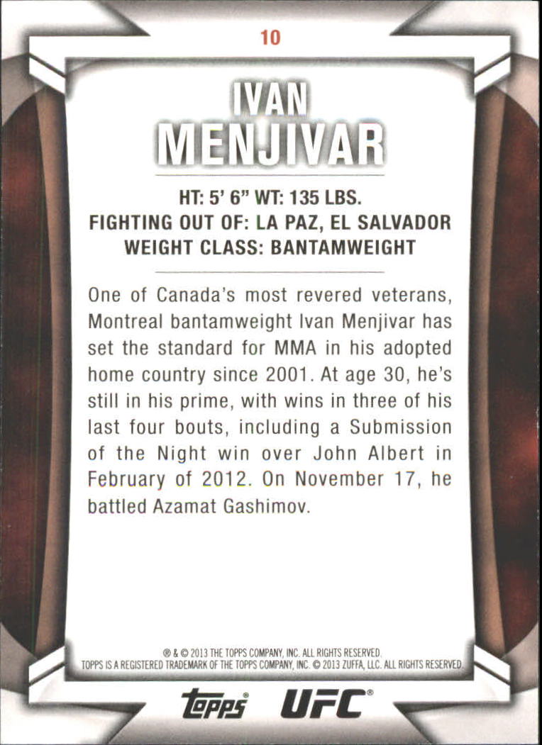 2013 Topps UFC Knockout Blue #10 Ivan Menjivar back image