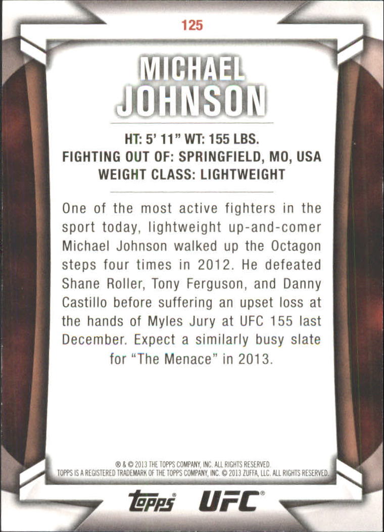 2013 Topps UFC Knockout Blue #125 Michael Johnson back image