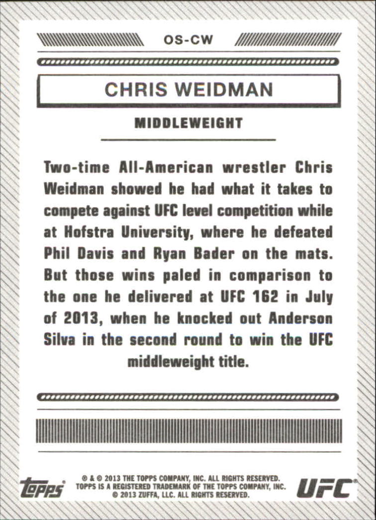 2013 Topps UFC Bloodlines Octagon-Side #OSCW Chris Weidman back image