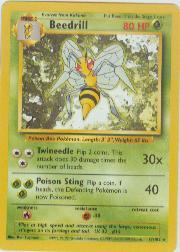 1999 Pokemon Base Unlimited #17 Beedrill (D.efending) ERR R
