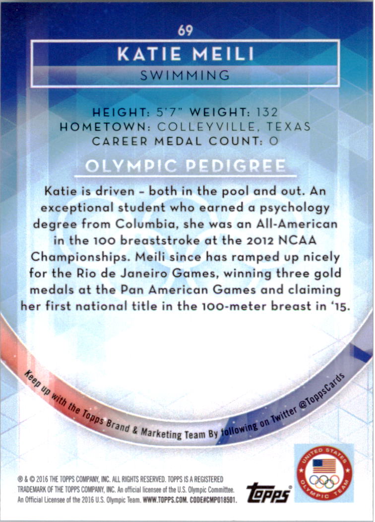 2016 Topps U.S. Olympic Team Silver #69 Katie Meili back image
