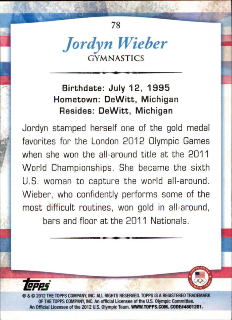 2012 Topps U.S. Olympic Team #78 Jordyn Wieber back image