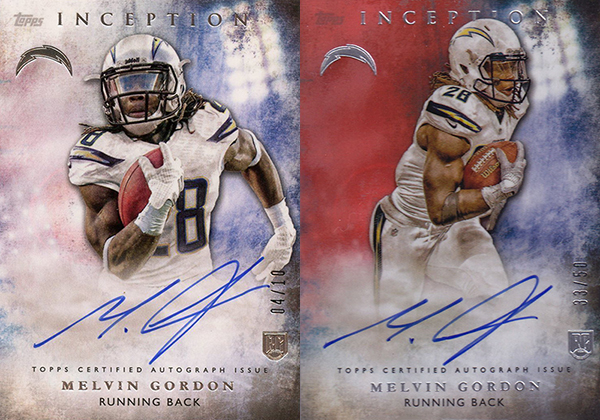 2015 Topps Inception Rookie Autographs Variations RA-9 Melvin Gordon Header
