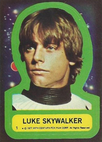1977 Topps Star Wars Stickers 1 Luke Skywalker