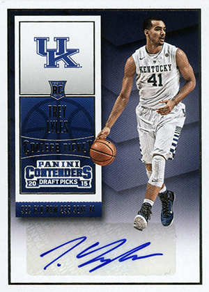 15-16 Con Dr CT Auto 146 Trey Lyles dribbling