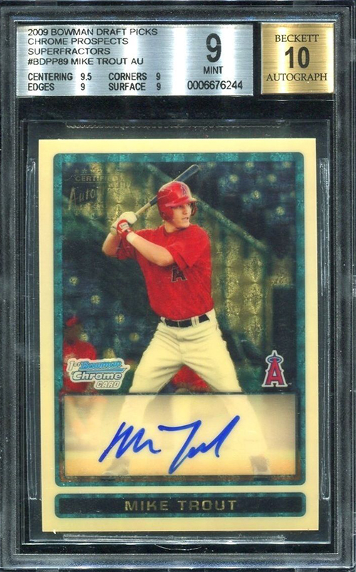 2009 Bowman Chrome Draft mike Trout Superfractor Autograph Front