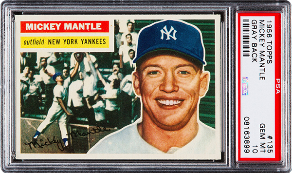 1956 Topps Mickey Mantle Gray Back PSA 10 600