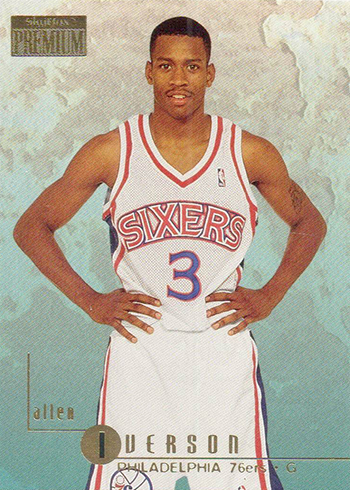 rare allen iverson cards Copy of Allen Iverson 1997-98 Metal Universe #20 RARE GOLD REEBOK Version