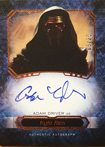 2016 Topps Star Wars Masterwork Adam Driver Autographs