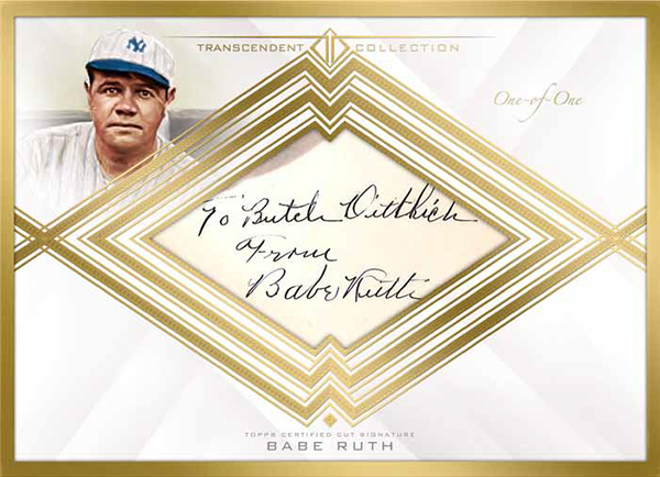 2016 Topps Transcendent Baseball Box Topper Cut Signature Babe Ruth