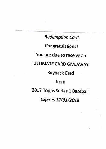 2017 Topps Rediscover Ultimate Card Giveaway Buybacks
