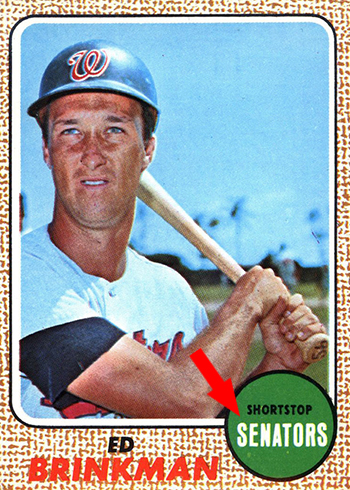 1968 Topps 49 Eddie Brinkman White arrow