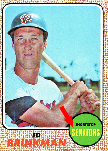 1968 Topps 49 Eddie Brinkman Yellow arrow