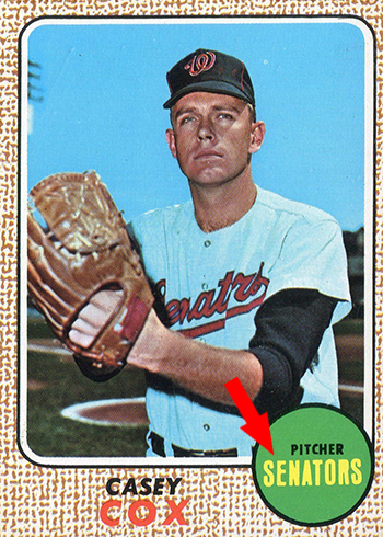 1968 Topps 66 Casey Cox Yellow arrow