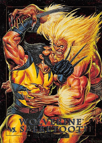 1992 SkyBox Marvel Masterpieces Battle Spectra 3-D Wolverine Sabretooth