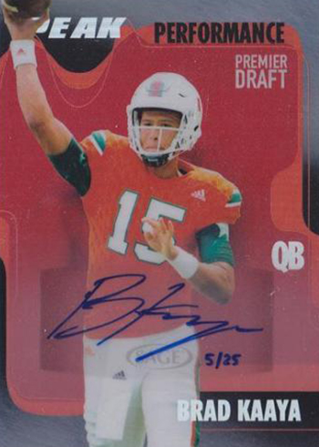 2017 SAGE Hit Premier Draft Low Series Football Peak Performance Autograph Brad Kaaya
