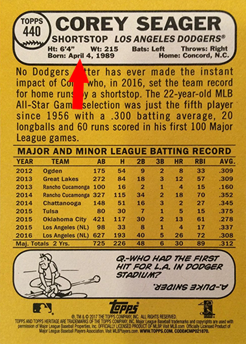 2017 TH Error Corey Seager Reverse Arrow