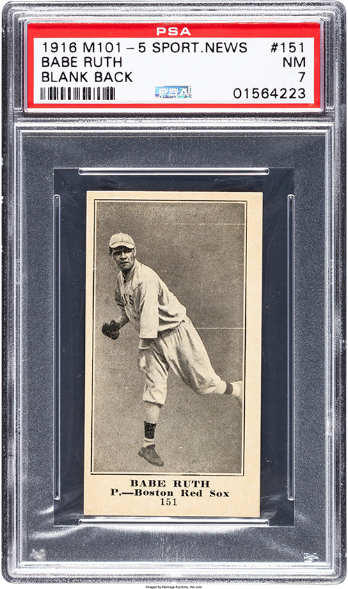 1916 M101-5 Blank Back Babe Ruth PSA 7 Heritage May-2017 front
