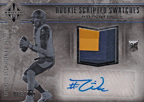 2017 Panini Majestic Football Rookie Scripted Swatches Davis Webb