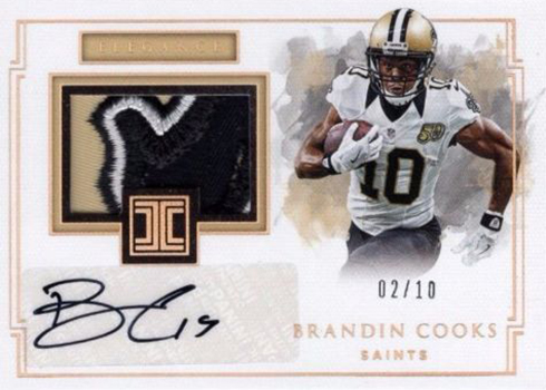 2017 Panini Impeccable Football Elegance Veteran Patch Auto Gold Brandin Cooks