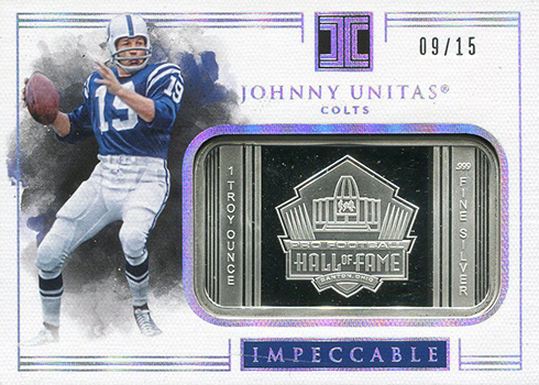 2017 Panini Impeccable Football Silver Hall of Fame Johnny Unitas