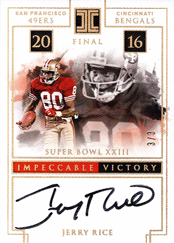 2017 Panini Impeccable Football Impeccable Victory Gold Jerry Rice Autograph