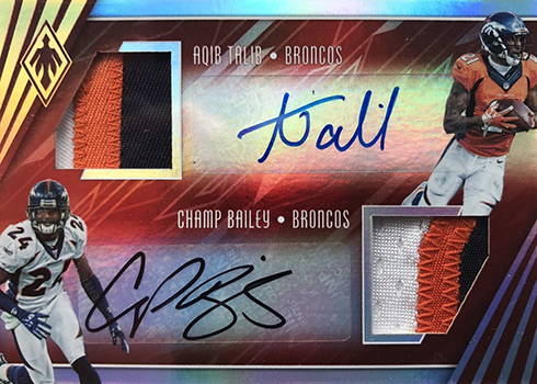 2017 Panini Phoenix Football Dual Patch Autographs Aqib Talib Champ Bailey