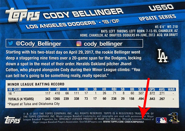 2017 Topps Update Series Variations Code