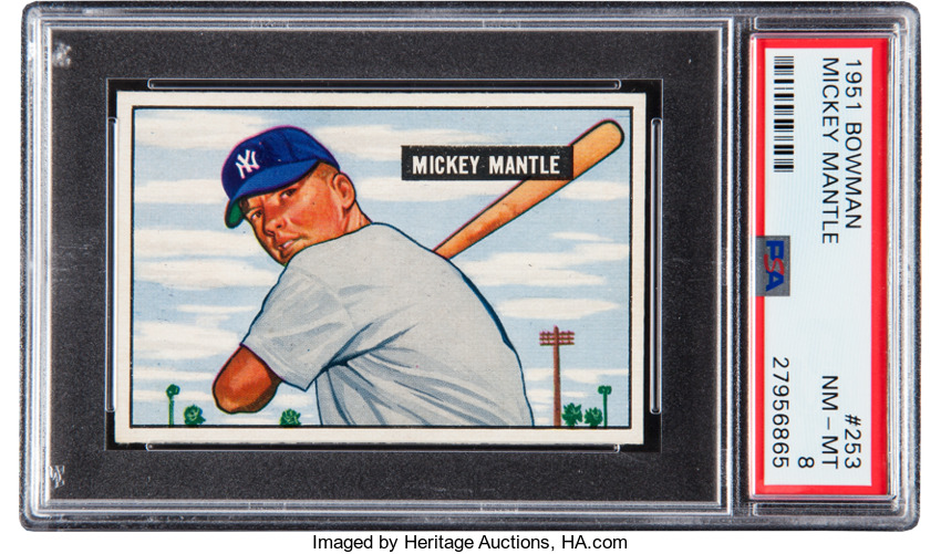 1951 Bowman Mickey Mantle PSA 8