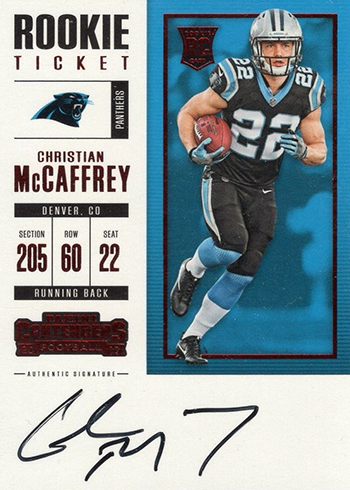 2017 Panini Contenders Football Rookie Ticket RPS Red Zone Christian McCaffrey Autograph