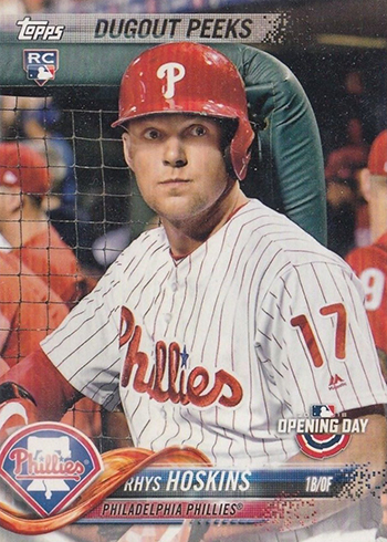 2018 Topps Opening Day Baseball Dugout Peeks Rhys Hoskins