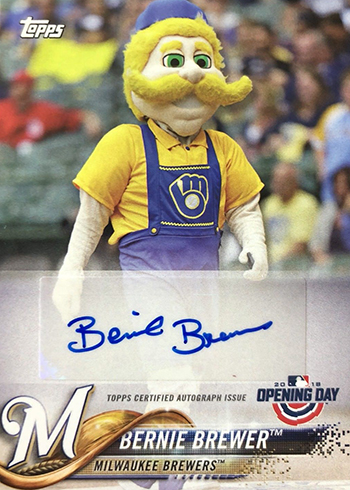 2018 Topps Opening Day Baseball Mascot Autographs Bernie Brewer