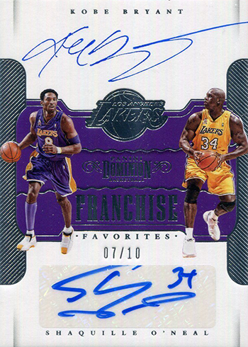 2017-18 Panini Dominion Basketball Franchise Favorites Kobe Bryant Shaquille ONeal
