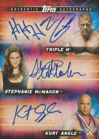 2018 Topps WWE Triple Autograph Triple H Stephanie McMahon Kurt
