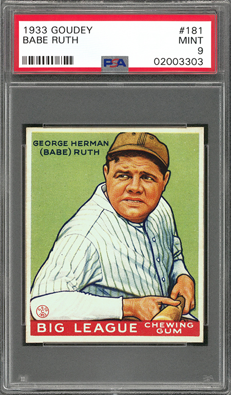 1933 Goudey Babe Ruth PSA 9 Goldin Aug-2018 450
