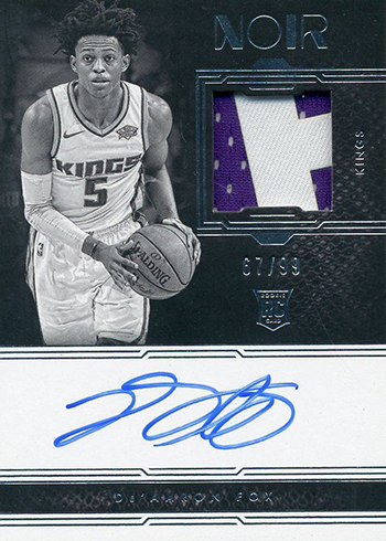 2017-18 Panini Noir Basketball Base Rookie Patch Autographs Black and White DeAaron Fox