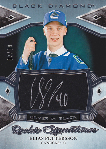 2018-19 Upper Deck Black Diamond Hockey Silver on Black Rookie Elias Pettersson