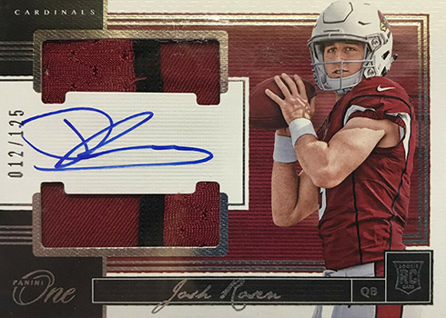 2018 Panini One Football Base Rookie Dual Patch Autograph Josh Rosen