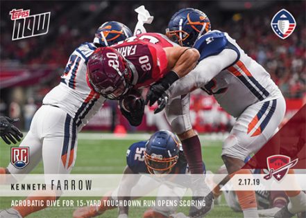 2019 Topps Now AAF Football Cards Checklist, Print Runs, Details, Gallery