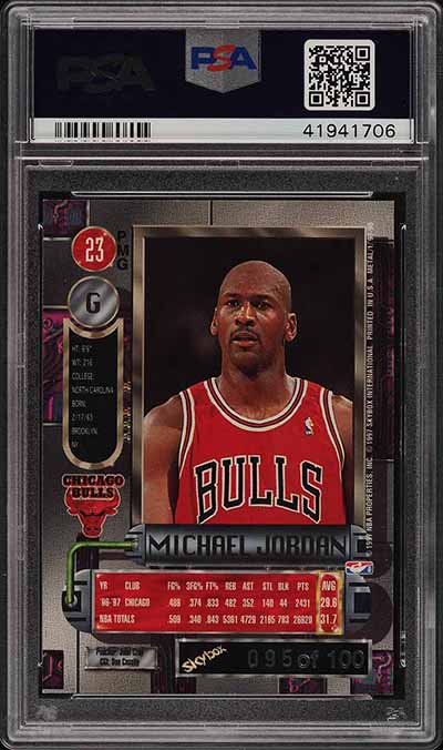 1997-98 Metal Universe Precious Metal Gems Red Michael Jordan PSA 6.5 PWCC Mar-2019 - Reverse