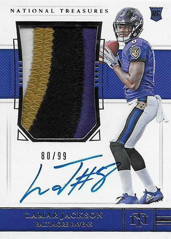 2018 Panini National Treasures Football Lamar Jackson Rookie Patch Autograph